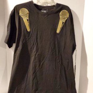 Remy Boyz Gold Microphone Embroidered Tee T-SHIRT-XL-Black-Gold-Fetty Wap-NWT